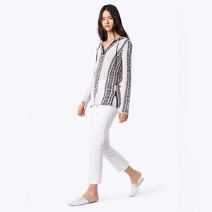 NWT $398 Tory Burch Ria Open-Knit Linen Hooded Tunic Top